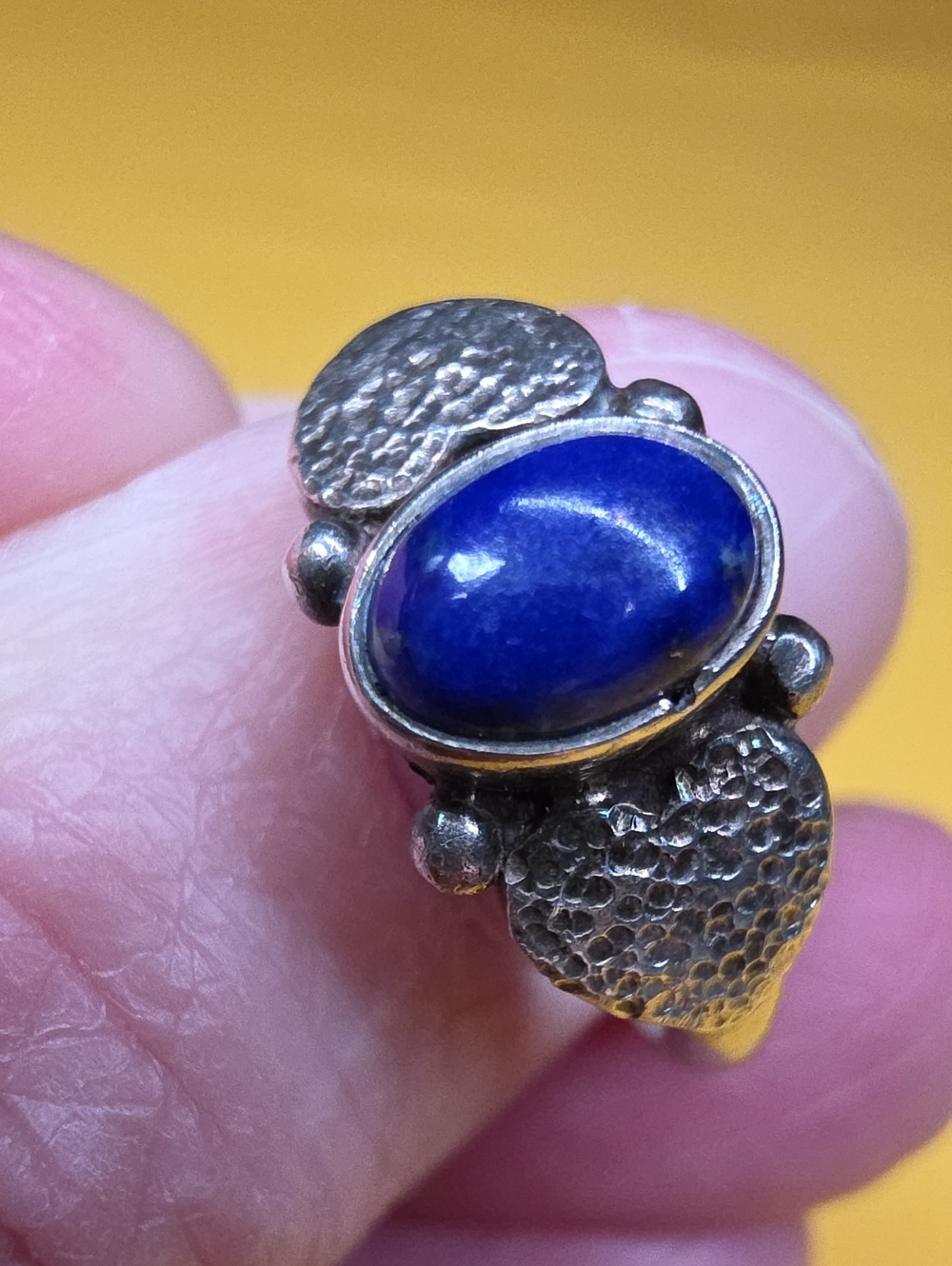 Vintage 925 Silver & Likely a Lapis Lazuli Stone Ring  AS: 6.5-6.75